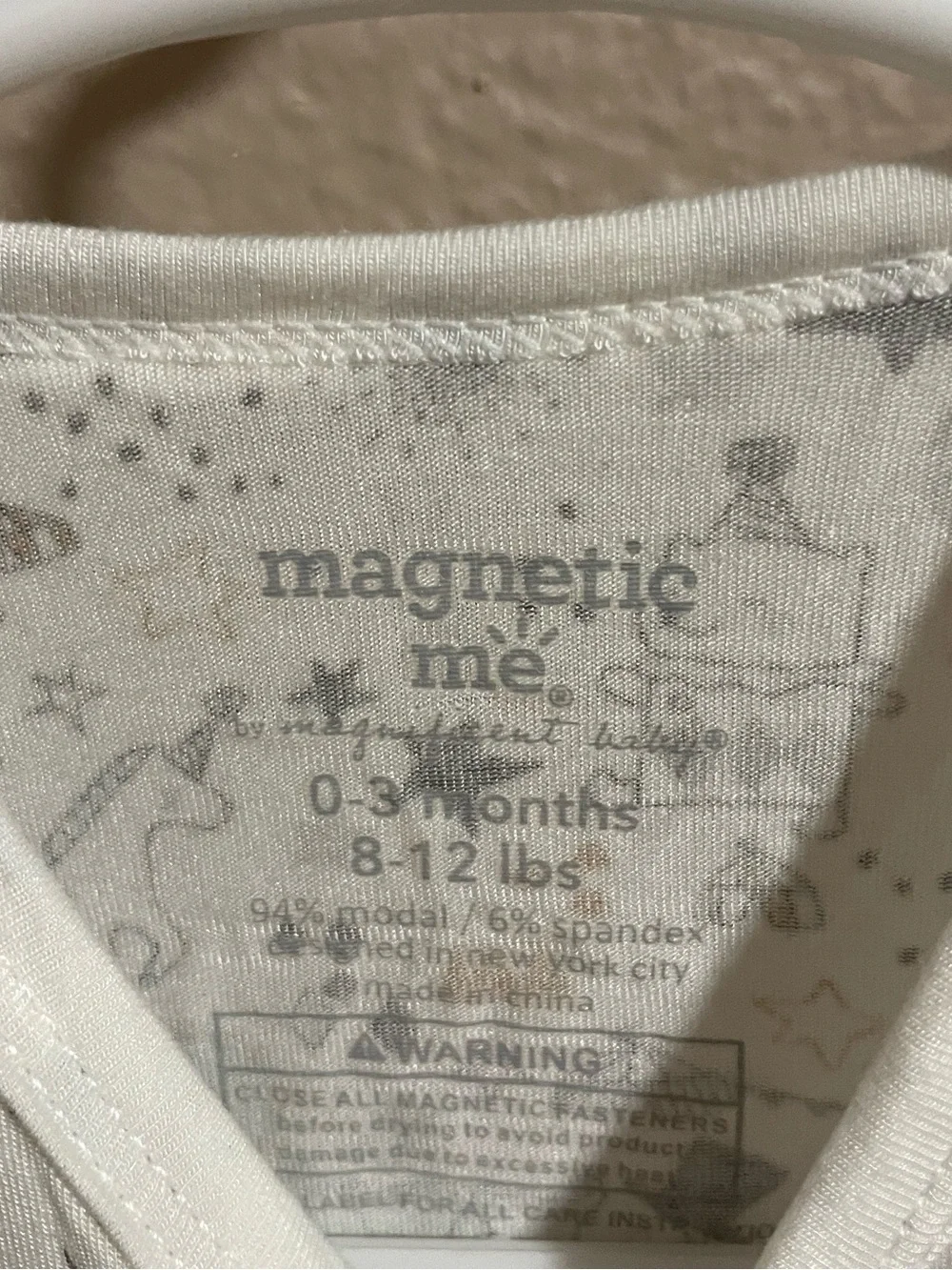 Magnetic me by Magnificent Baby White & Gold Printed Footed One-Piece Pajamas